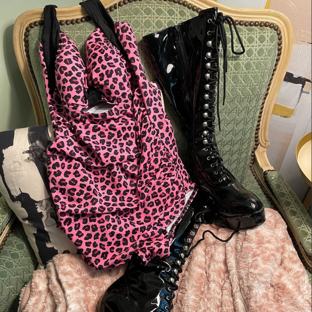 1950's Style Bathing Suit & Knee High Boots